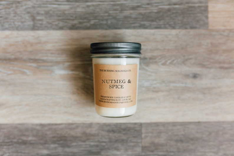 Nutmeg Spice Candle / Hand-Poured / Premium Soy Candle / Warm Scent Candle / All-Natural Soy Candle image 1