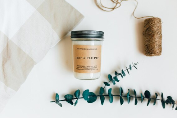 Hot Apple Pie Candle / Homemade Soy Candle / Natural Candle / Dessert / Warm Scent / Candle in a Jar / 8 oz Candle