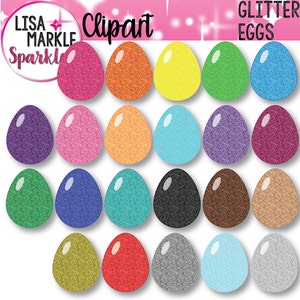 Egg Clipart, Glitter Easter Egg Clipart, Spring Clipart