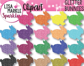 Clipart Króliczka, Clipart Króliczka z Brokatem, Clipart Wielkanocny, Clipart Wiosenny