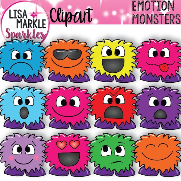 Monster Clipart, Emotion Clipart, Face Clipart, Behavior Clipart, Happy Monster Clipart, Emotional Clipart, Happy Face Clipart