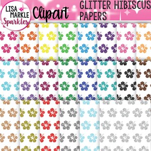 Tropical Flower Digital Paper, Glitter Flower Digital Paper, Summer Digital Paper