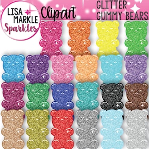 Gummy Bear Clipart, Glitter Gummy Bear Clipart, Candy Clipart