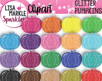 Pumpkin Clipart, Glitter Pumpkin Clipart, Fall Clipart, Halloween Clipart