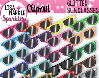 Sunglasses Clipart, Glitter Sun Glasses Clipart, Summer Clipart