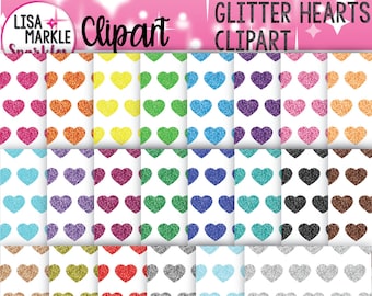 Rainbow Digital Paper, Glitter Digital Paper, Glitter Heart Digital Paper, Valentine Digital Paper, Spring Digital Paper, Hearts Clipart