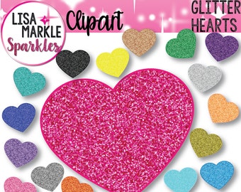 100 Glitter Heart Clip Art, Commercial Use Instant Download PNG Hearts ...