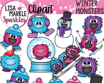 Monster Clipart, Winter Clipart, Yeti Clipart, January Clipart, Winter Graphics, Winter Yeti Clipart, Monsters Clipart