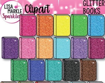 Book Clipart, Glitter Book Clipart, Rainbow Book Clipart, School Clipart