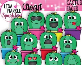 Cactus Clipart, Cactus Emoji Clipart, Cactus Clipart with Faces