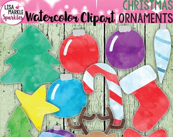 Christmas Ornament Clipart, Watercolor Christmas Clipart