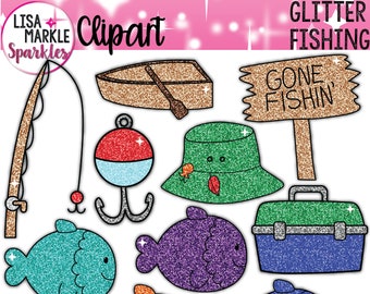 Glitter Clipart Fishing Clipart Father's Day Clipart Dad Clipart Fish Graphics Boat Clipart Summer Clipart Fishing Illustrations