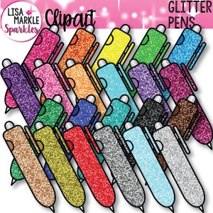 Pen clipart, glitter pen clipart, planner pen clipart