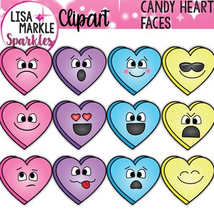 Clipart Saint-Valentin, Clipart coeur bonbon Saint-Valentin, Clipart coeur bonbon avec des visages