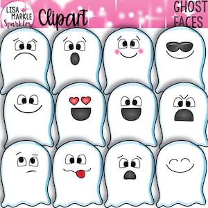 Clipart sentiments, clipart Emoji, émotions clipart, clipart Halloween, clipart automne, clipart fantômes, clipart octobre