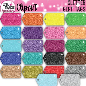 Gift Tag Clipart, Glitter Gift Tag Clipart, Gift Clipart, Present Clipart