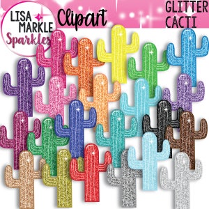 Kaktus Clipart, Glitter Kaktus Clipart, Sommer Clipart