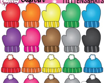 Rainbow Winter Mittens and Hats Clipart
