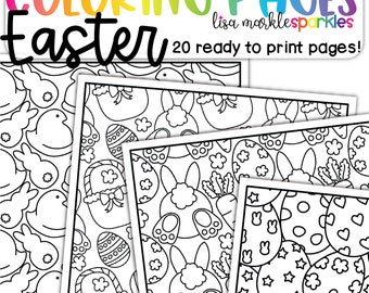 Spring Easter Bunny Egg Candy Coloring Pages Sheets Printable PDF for Kids and Adults