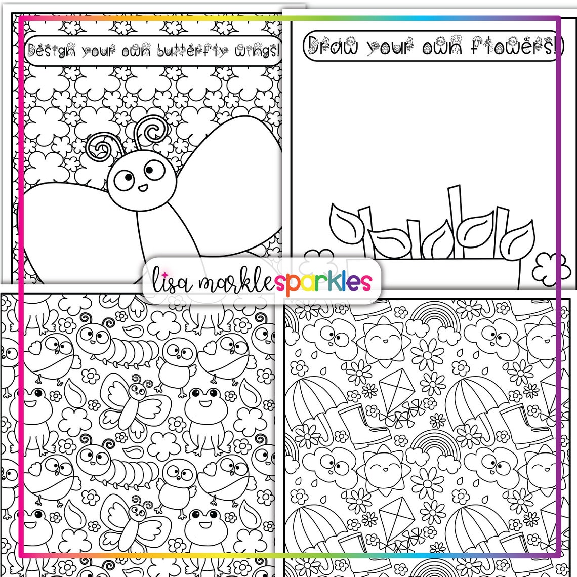 Spring Coloring Pages Sheets Printable PDF for Kids and Adults - Etsy