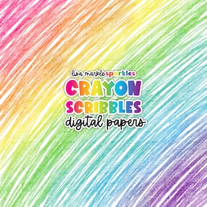 Crayons de couleur papier numérique arrière-plans Retour à l'école Crayon de couleur texture gribouillis arc-en-ciel Clipart Image PNG en téléchargement numérique