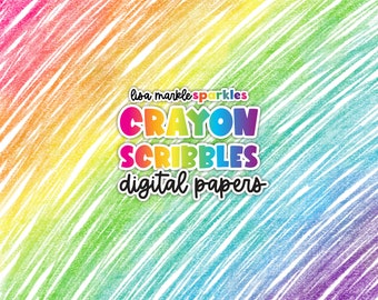 Crayon Digital Paper Backgrounds Back to School Crayon Texture Scribbles Rainbow Clipart PNG Image Instant Digital Download