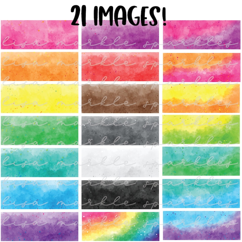 Watercolor Rectangle Splotches Clipart Rainbow Watercolor Washes ...