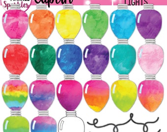 Clipart kerstverlichting aquarel