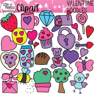 Clipart de la Saint-Valentin, Saint-Valentin Doodle Clipart, icônes de la Saint-Valentin