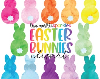 Easter Bunny Clipart, Easter Clipart, Watercolor Clipart, Spring Clipart, Rabbit Clipart, Easter PNG, Bunnies Clipart, Cute Easter Clipart