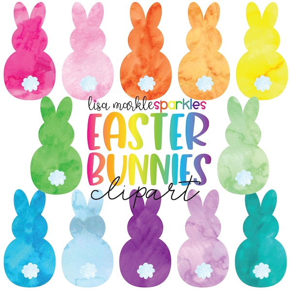 Easter Bunny Clipart, Easter Clipart, Watercolor Clipart, Spring Clipart, Rabbit Clipart, Easter PNG, Bunnies Clipart, Cute Easter Clipart