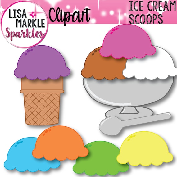 Ice Cream Clipart Scoops Clipart Ice Cream Cone Clipart Etsy