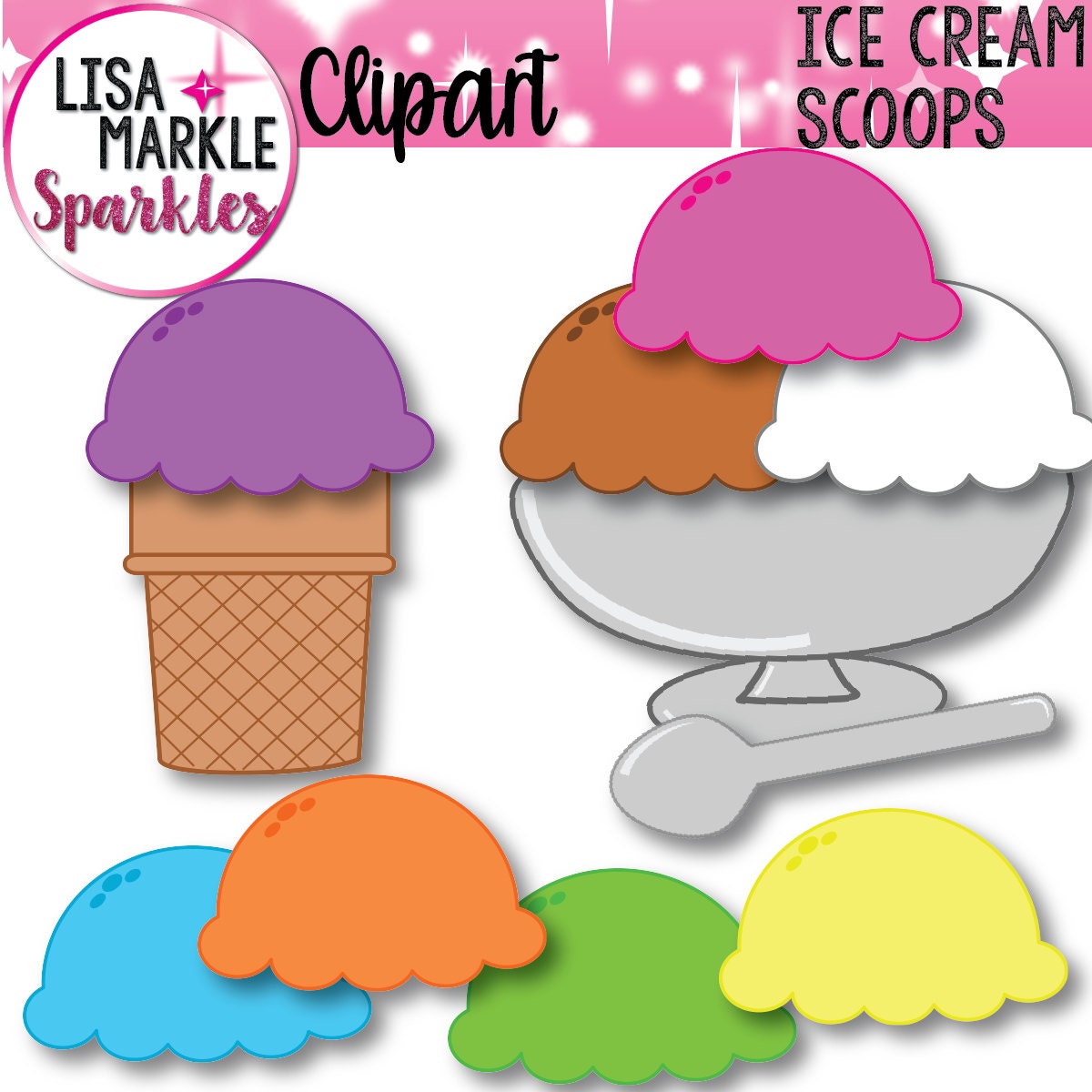 Watercolor Ice Cream Scoop Cone Sundae Clipart - Lisa Markle Sparkles  Clipart and Graphic Design