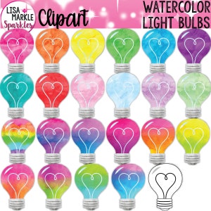 Light Bulb Clipart, Watercolor Light Bulb Clipart, Back to School Clipart