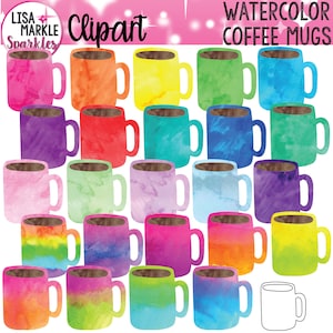 Coffee Mug Clipart, Watercolor Coffee Mug Clipart, Coffee Cup Clipart