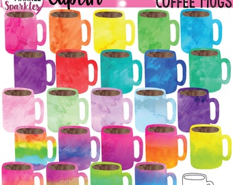 Imágenes Prediseñadas de la taza de café, imágenes prediseñadas de la taza de café de la acuarela, imágenes prediseñadas de la taza de café