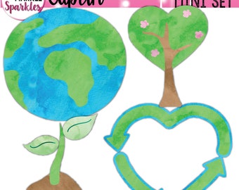 Earth Day Clipart, Spring Clipart, Watercolor Clipart