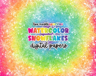 Watercolor Winter Snowflake Digital Paper Backgrounds PNG Image Instant Digital Download Scrapbook Paper Clipart Winter Snow