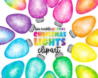 Watercolor Christmas Light Bulb Clipart PNG Image Christmas Holiday Decor Clipart Instant Digital Download