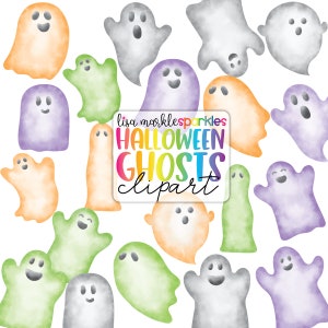 Watercolor Halloween Ghost Spooky Cute Clipart PNG Image Instant Digital Download