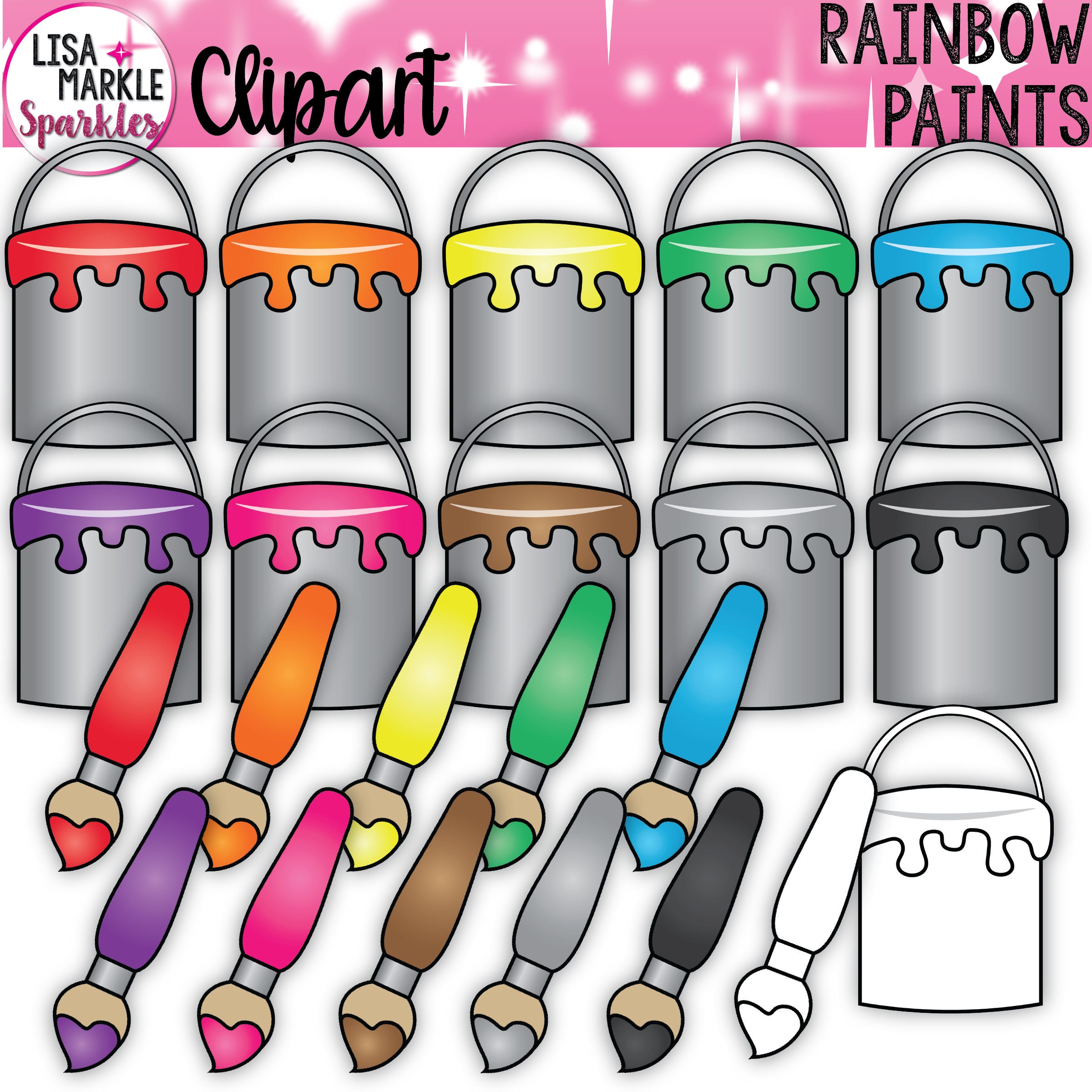 Paint Can Clipart, Paint Clipart, Paint Brush Clipart, Art Clipart