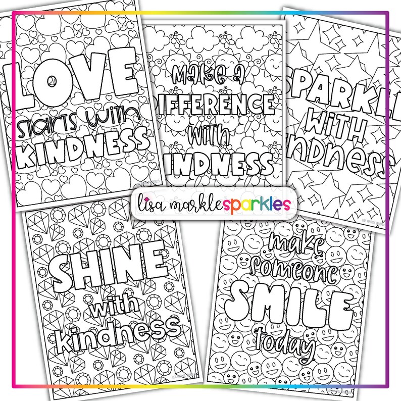 Kindness Coloring Pages Sheets Printable PDF for Kids and Etsy