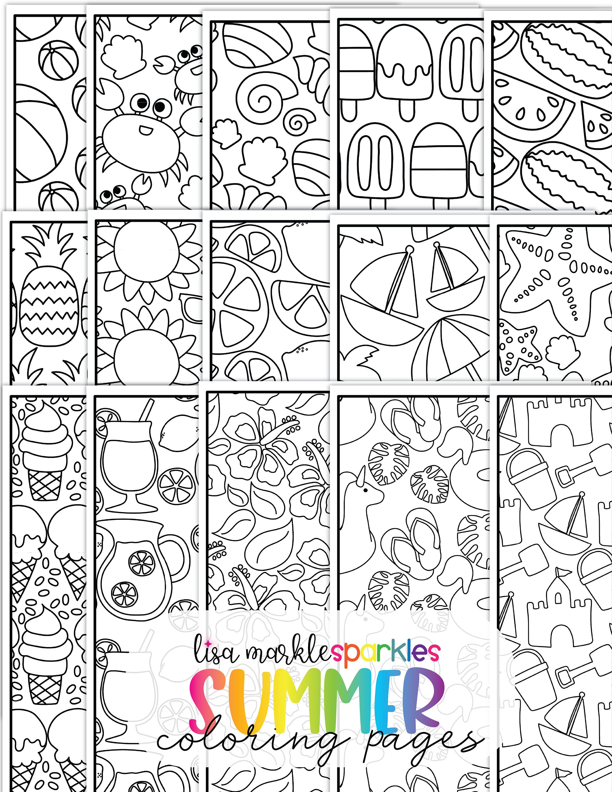 summer coloring pages printable for kids summer activities etsy
