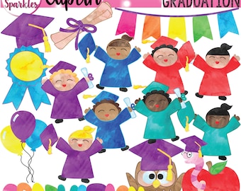 Graduation Clipart, Graduate Clipart, School Clipart, Watercolor Clipart