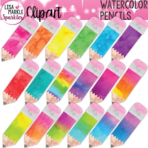Pencil Clipart, Watercolor Pencil Clipart, Back to School Clipart