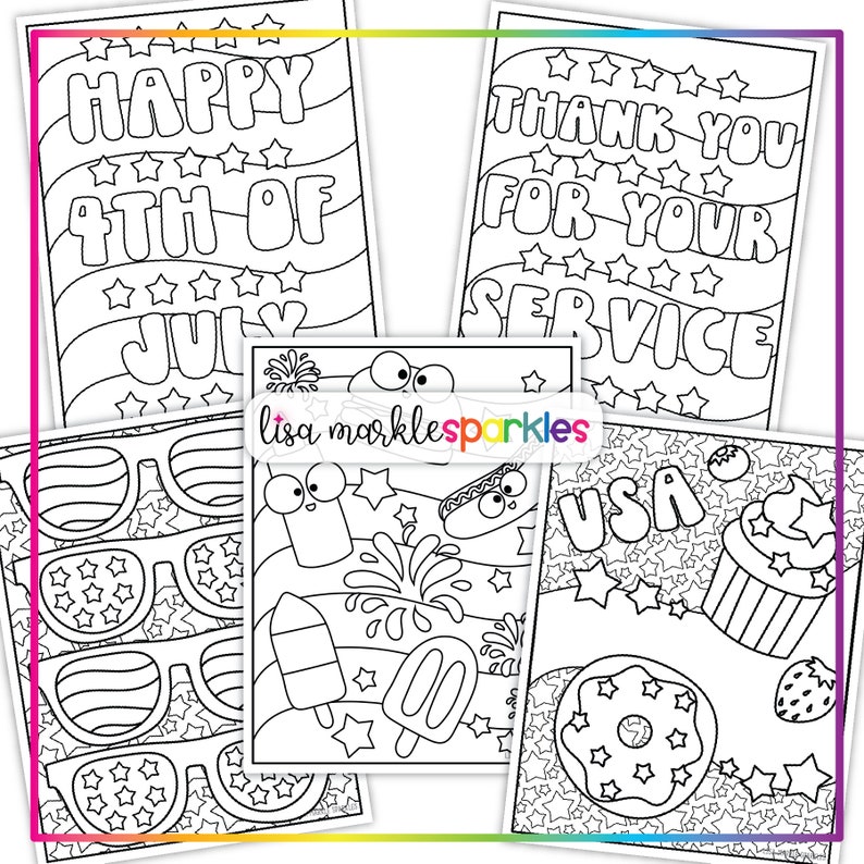 Patriotic 4th Fourth of July Coloring Pages Printable PDF Coloring ...