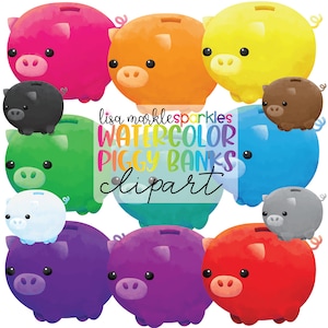 Acquerello Arcobaleno Soldi Shopping Pay Day Planner Salvadanaio Valuta Clipart Immagine PNG Download digitale istantaneo