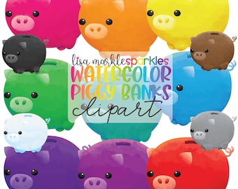 Acuarela arco iris dinero compras día de pago planificador alcancía moneda Clipart PNG imagen descarga Digital instantánea