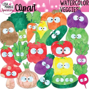 Clipart de légume, clipart végétarien aquarelle, clipart nourriture