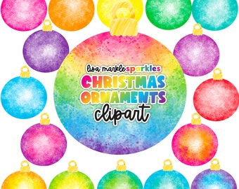 Watercolor Christmas Ornament Clipart PNG Image Holiday Winter Instant Digital Download